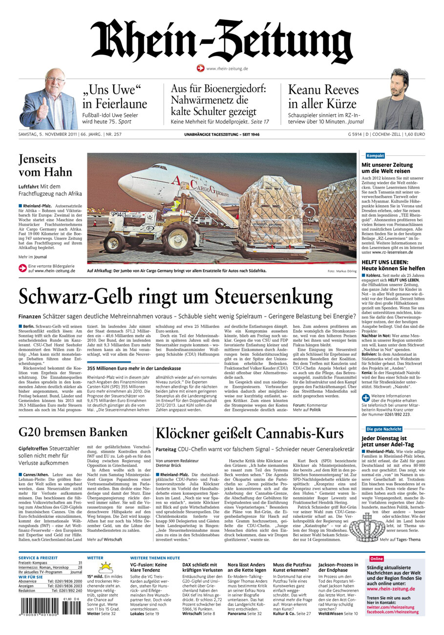 Rhein-Zeitung Kreis Cochem-Zell vom Samstag, 05.11.2011