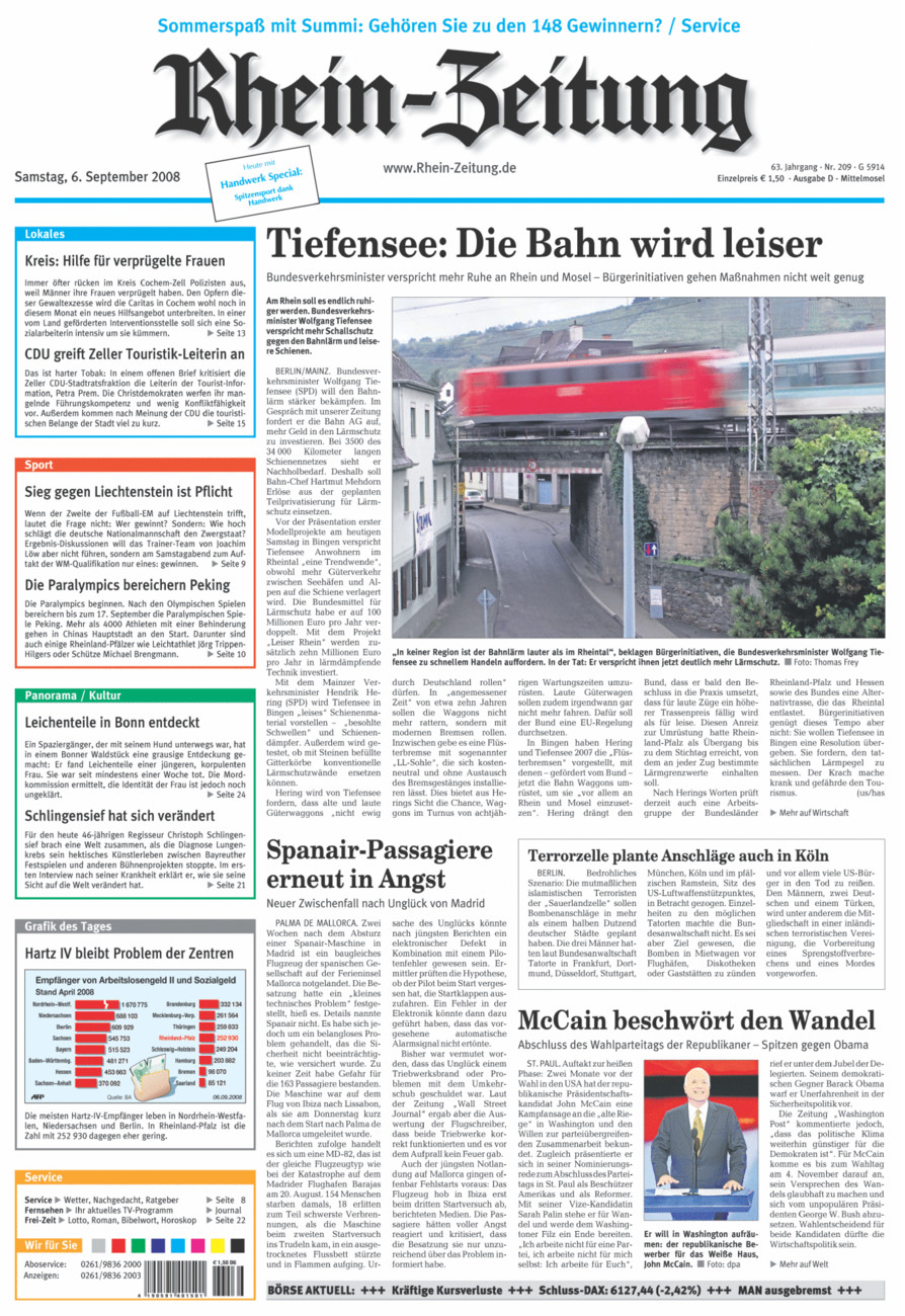Rhein-Zeitung Kreis Cochem-Zell vom Samstag, 06.09.2008