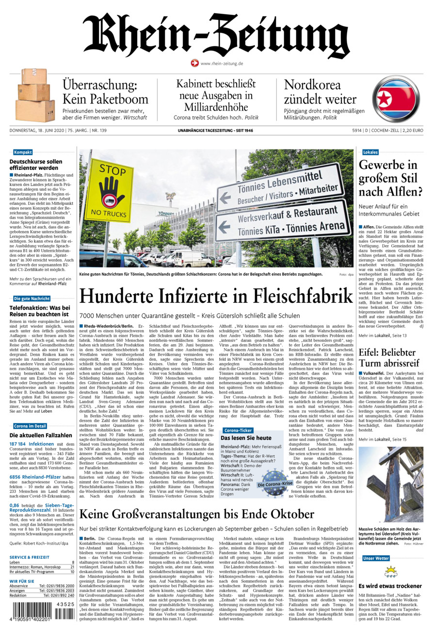 Rhein-Zeitung Kreis Cochem-Zell vom Donnerstag, 18.06.2020