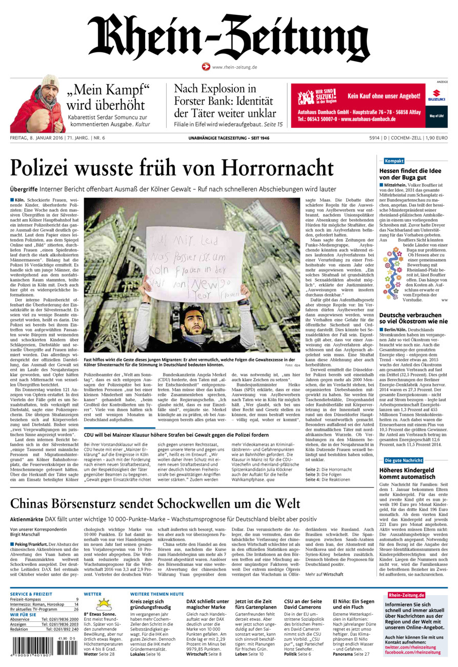 Rhein-Zeitung Kreis Cochem-Zell vom Freitag, 08.01.2016