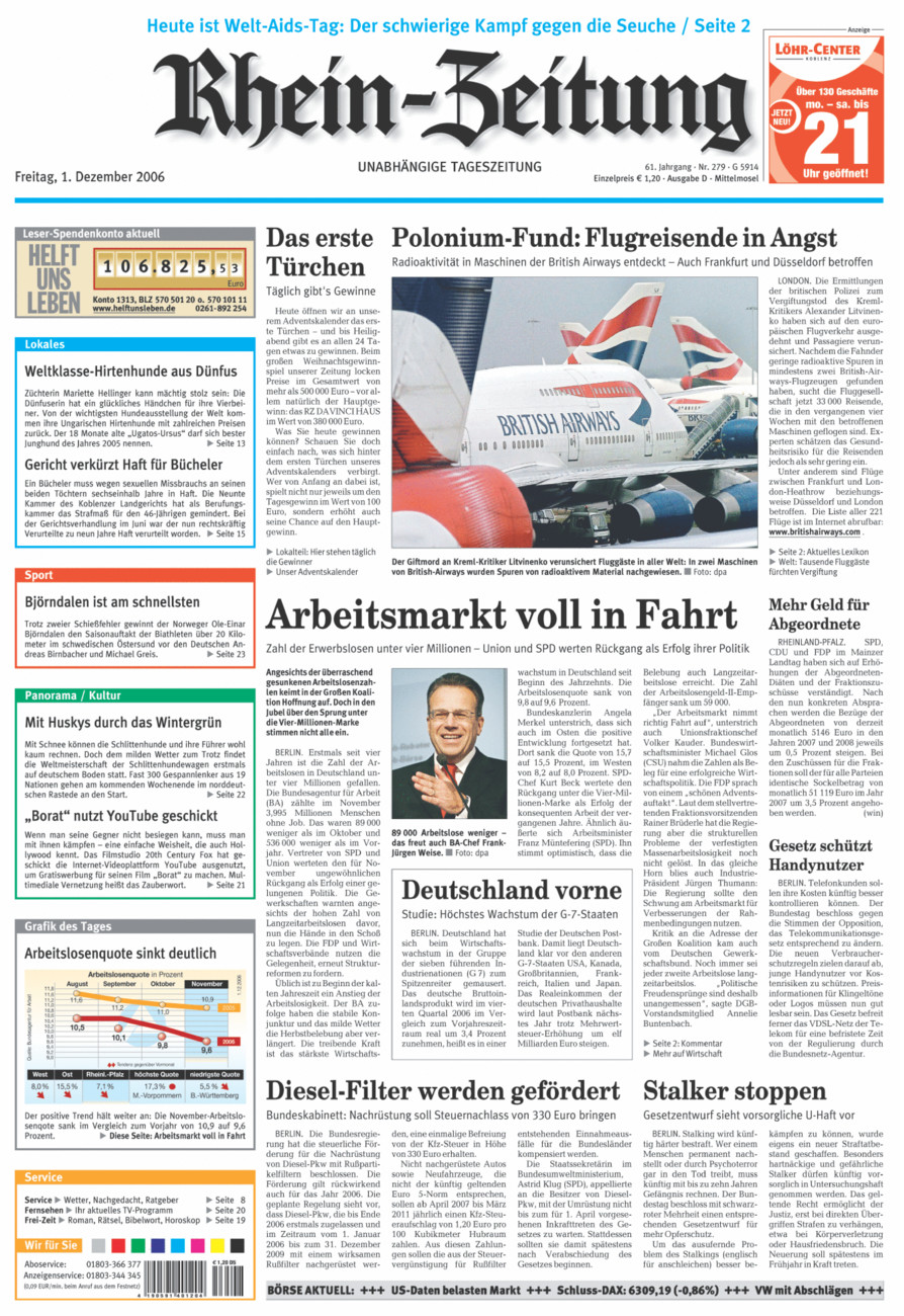 Rhein-Zeitung Kreis Cochem-Zell vom Freitag, 01.12.2006