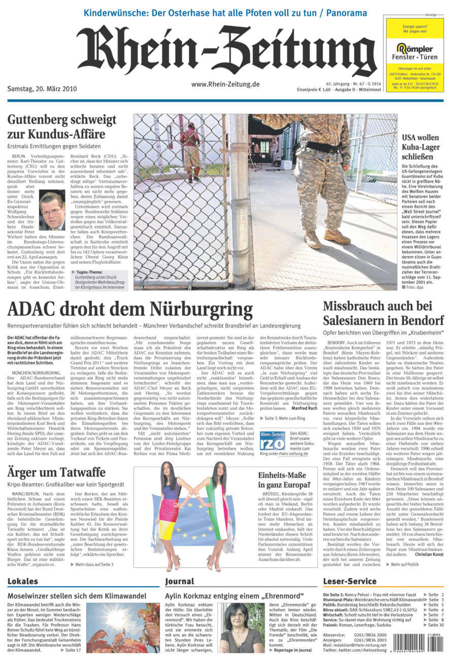 Rhein-Zeitung Kreis Cochem-Zell vom Samstag, 20.03.2010