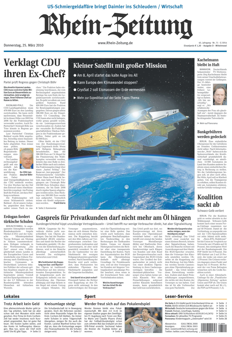 Rhein-Zeitung Kreis Cochem-Zell vom Donnerstag, 25.03.2010