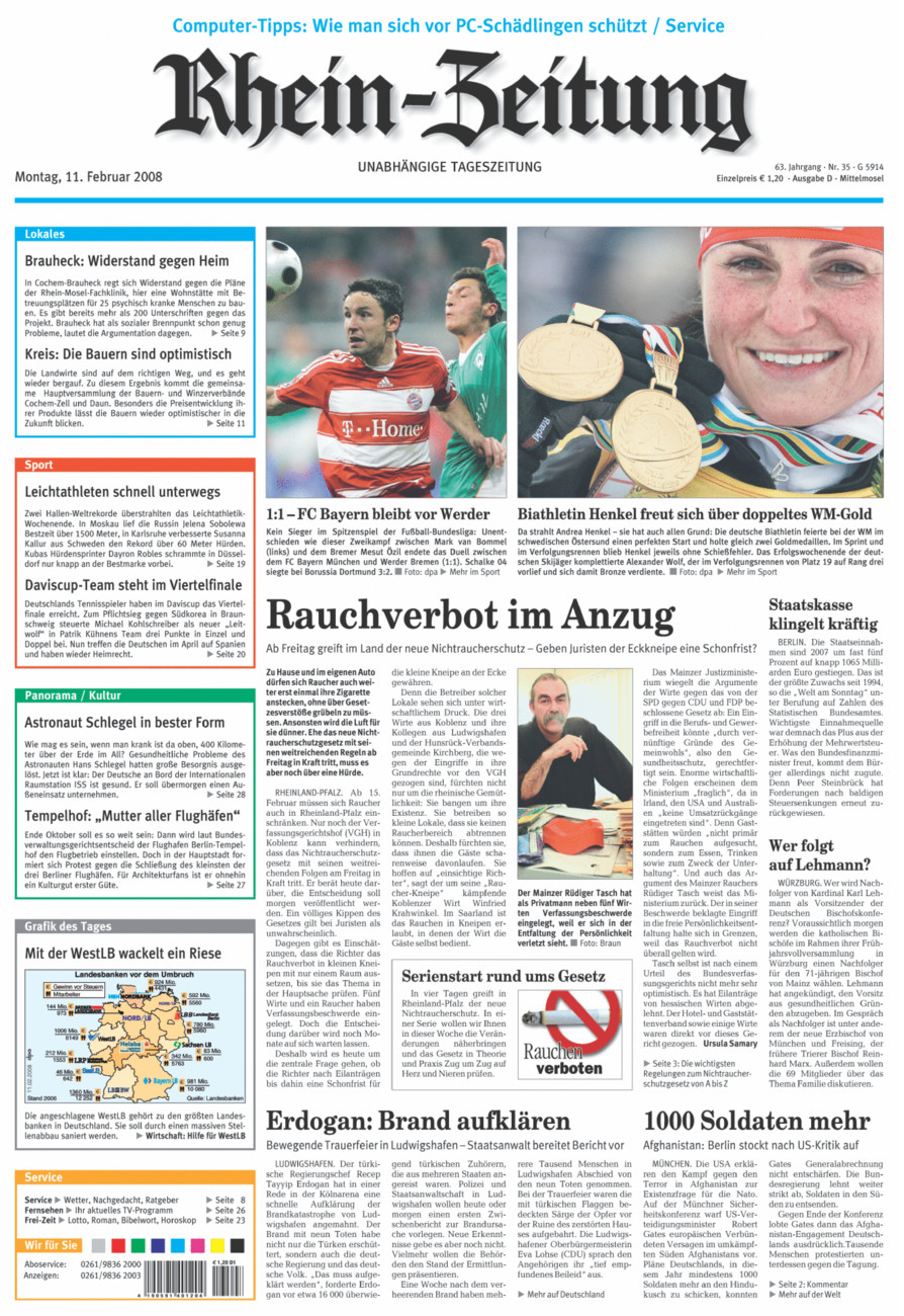 Rhein-Zeitung Kreis Cochem-Zell vom Montag, 11.02.2008