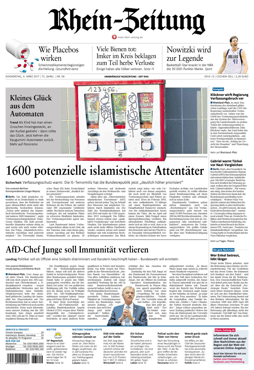 Rhein-Zeitung Kreis Cochem-Zell vom Donnerstag, 09.03.2017