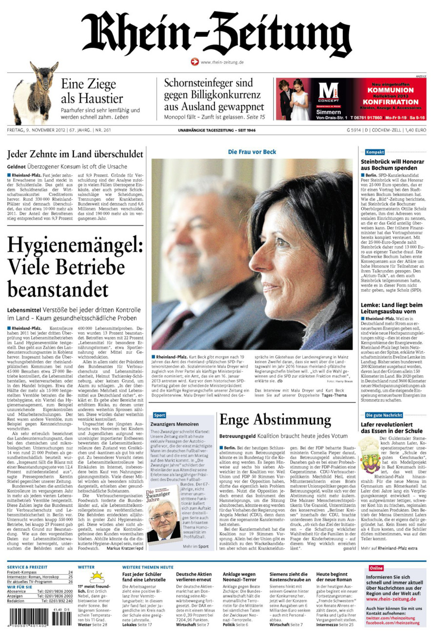 Rhein-Zeitung Kreis Cochem-Zell vom Freitag, 09.11.2012