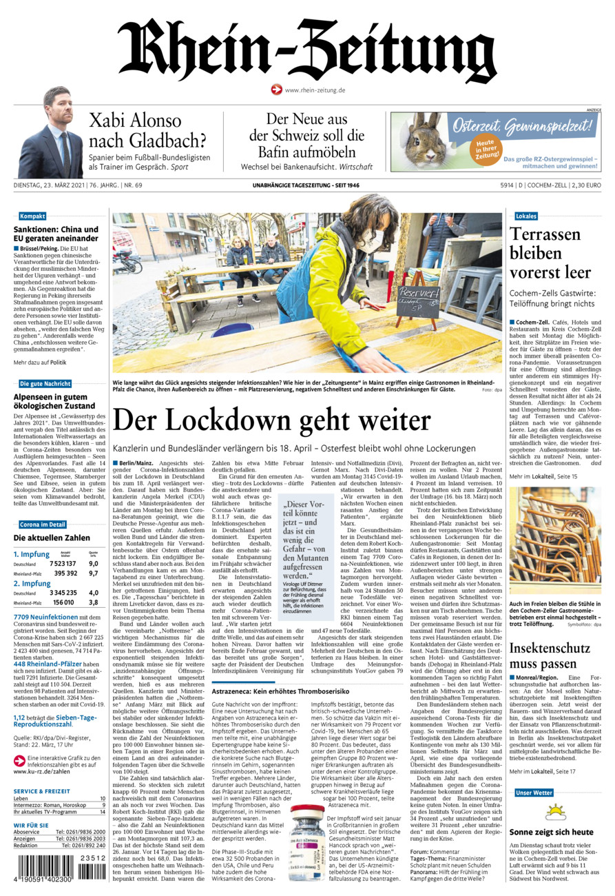 Rhein-Zeitung Kreis Cochem-Zell vom Dienstag, 23.03.2021