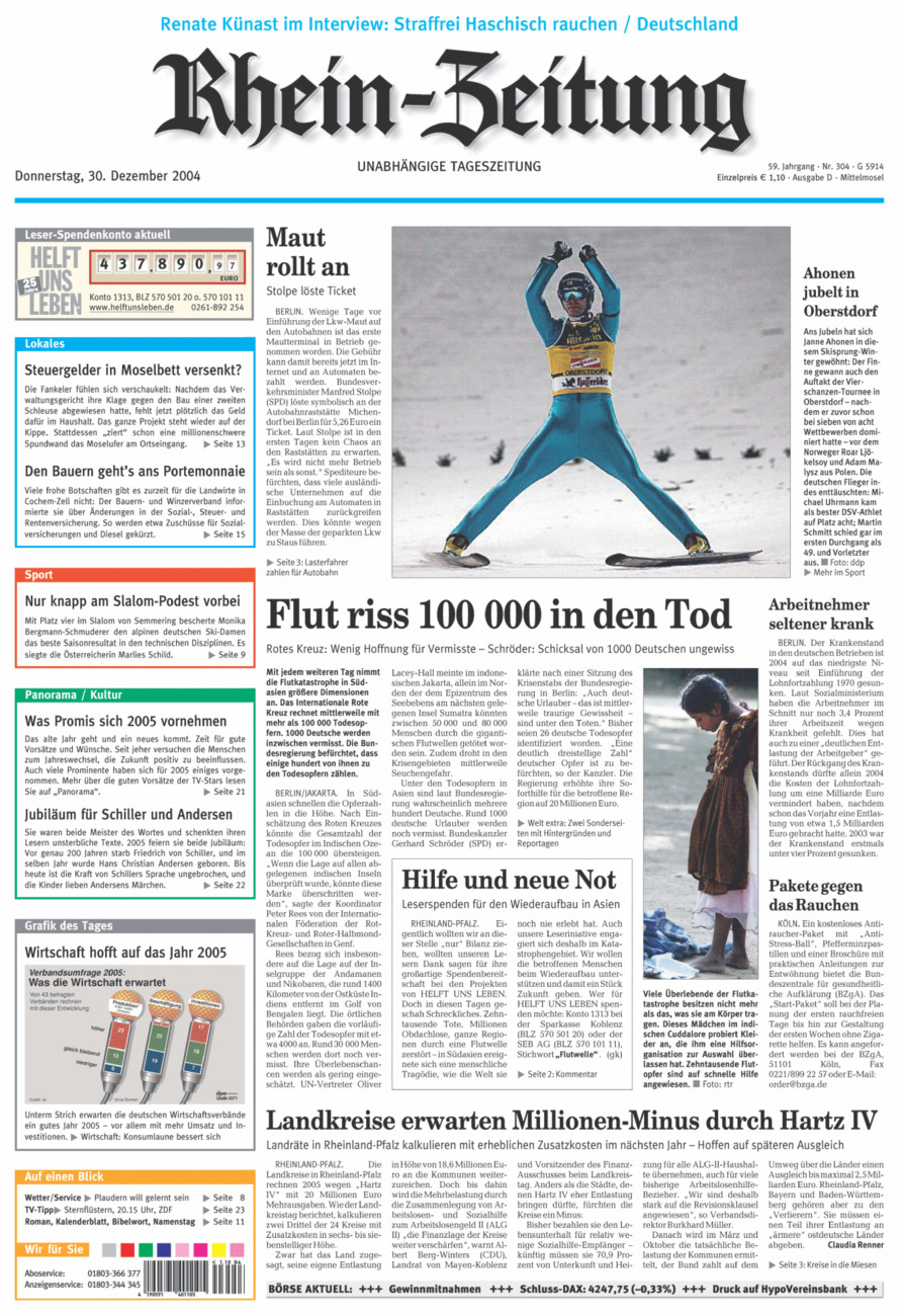 Rhein-Zeitung Kreis Cochem-Zell vom Donnerstag, 30.12.2004