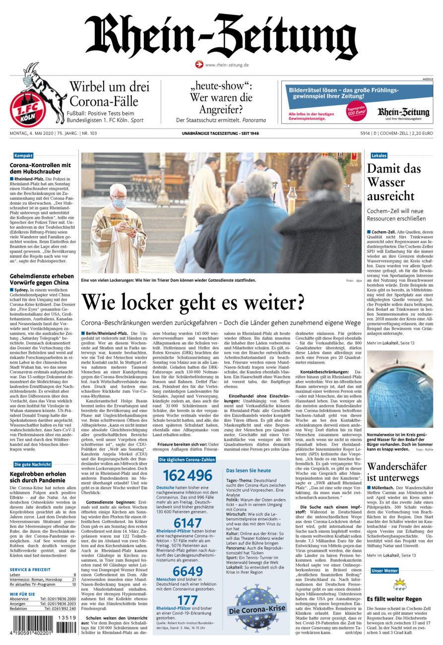 Rhein-Zeitung Kreis Cochem-Zell vom Montag, 04.05.2020