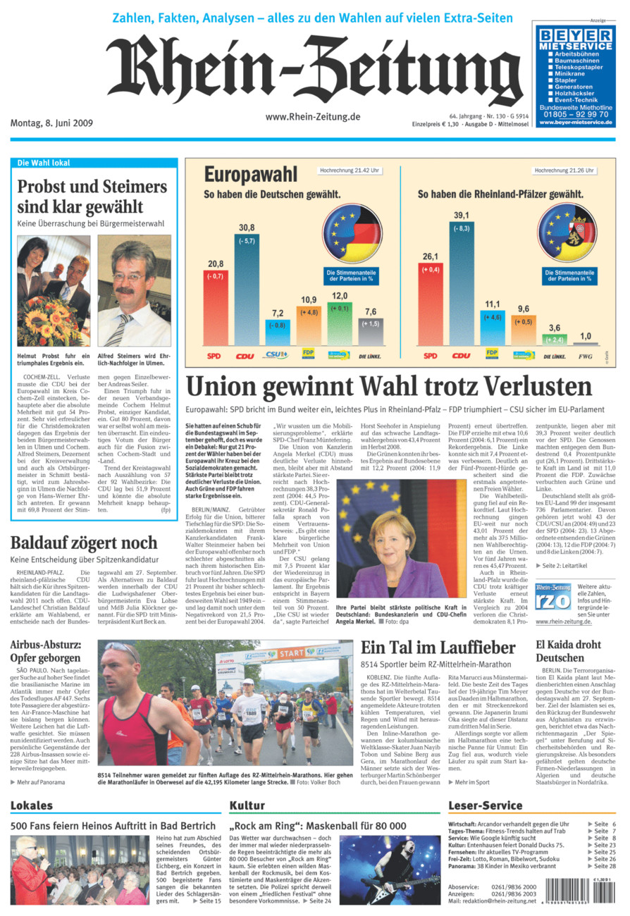Rhein-Zeitung Kreis Cochem-Zell vom Montag, 08.06.2009