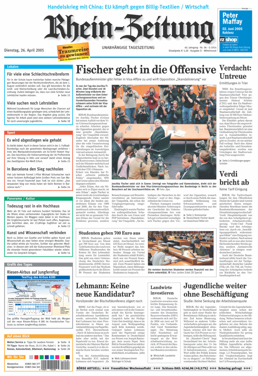 Rhein-Zeitung Kreis Cochem-Zell vom Dienstag, 26.04.2005