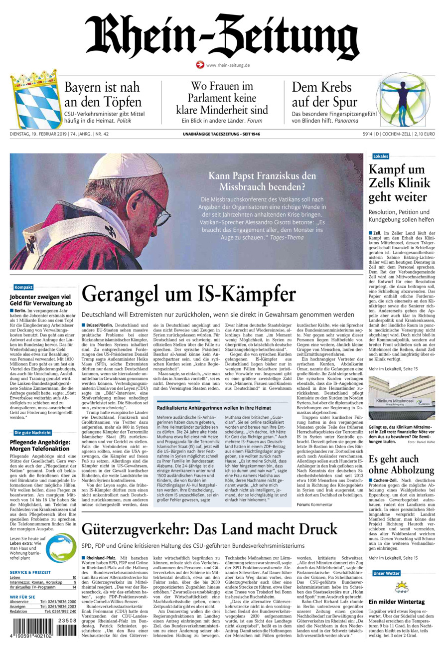 Rhein-Zeitung Kreis Cochem-Zell vom Dienstag, 19.02.2019
