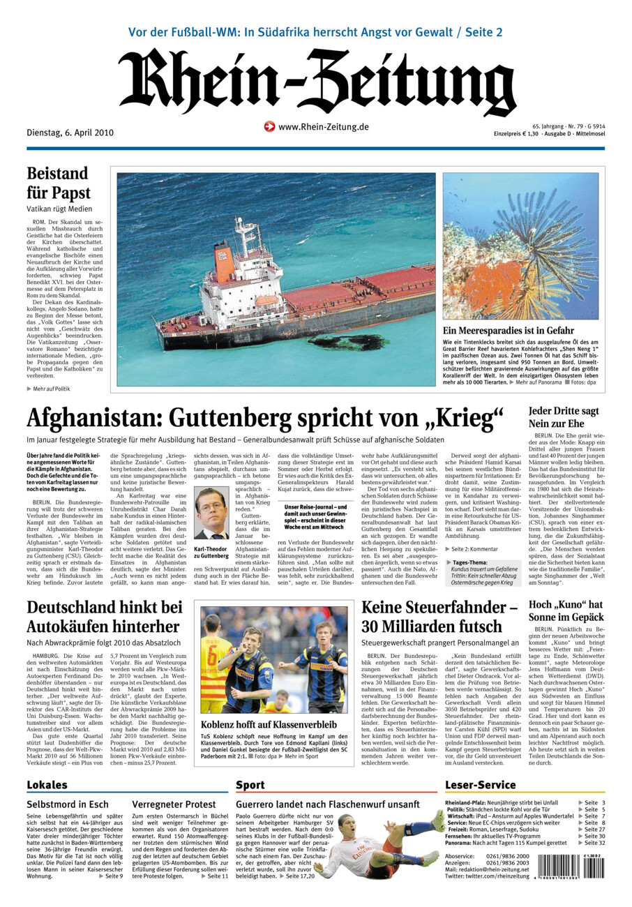 Rhein-Zeitung Kreis Cochem-Zell vom Dienstag, 06.04.2010