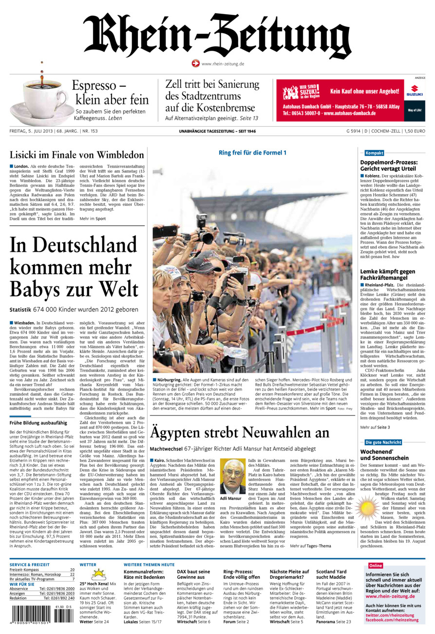 Rhein-Zeitung Kreis Cochem-Zell vom Freitag, 05.07.2013