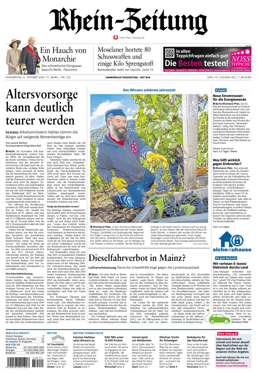 Rhein-Zeitung Kreis Cochem-Zell vom Donnerstag, 06.10.2016