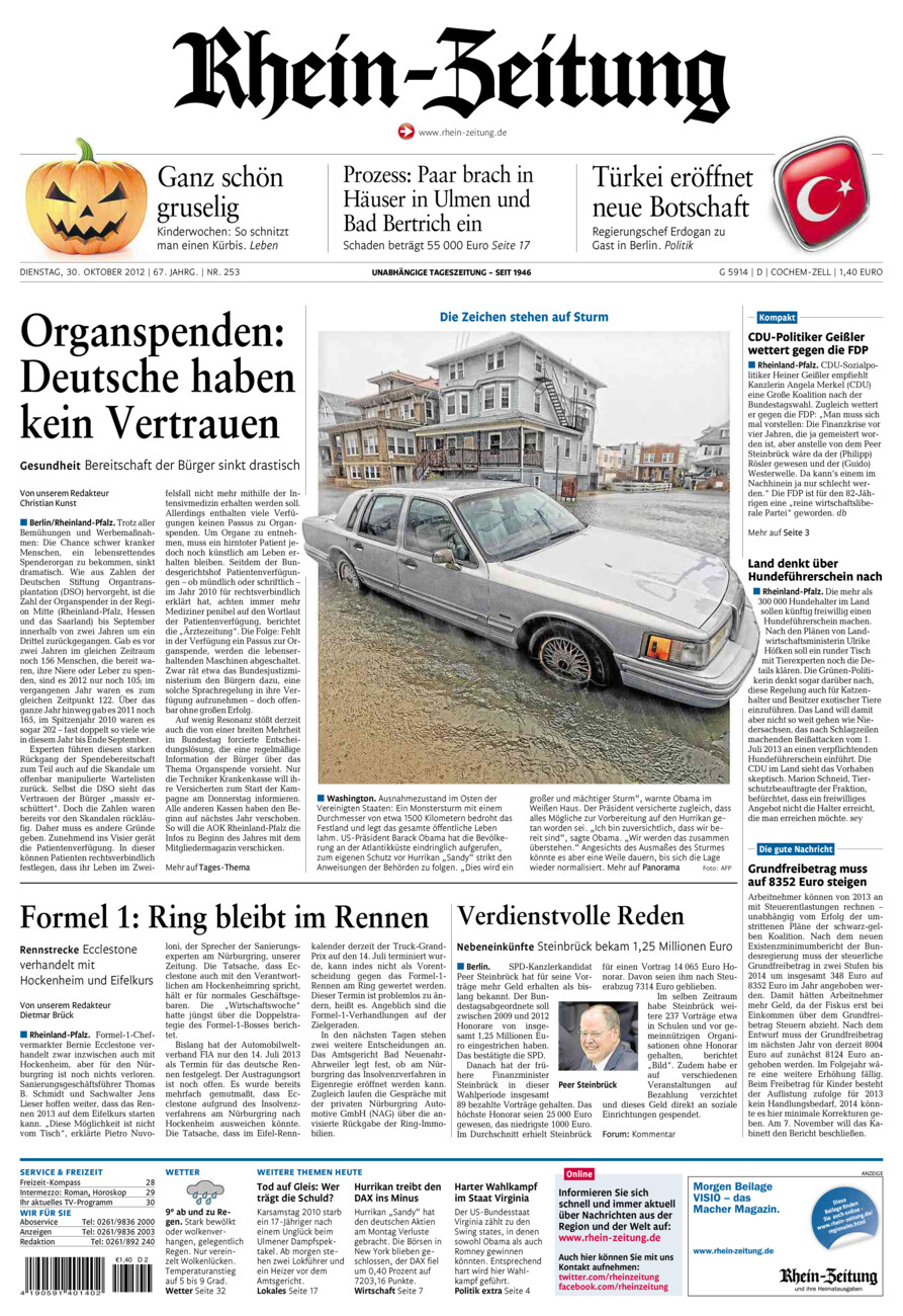 Rhein-Zeitung Kreis Cochem-Zell vom Dienstag, 30.10.2012