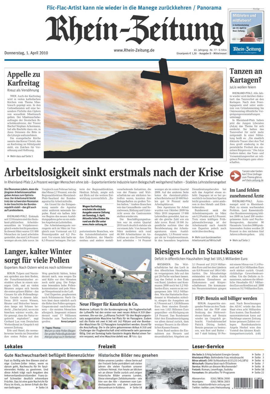Rhein-Zeitung Kreis Cochem-Zell vom Donnerstag, 01.04.2010