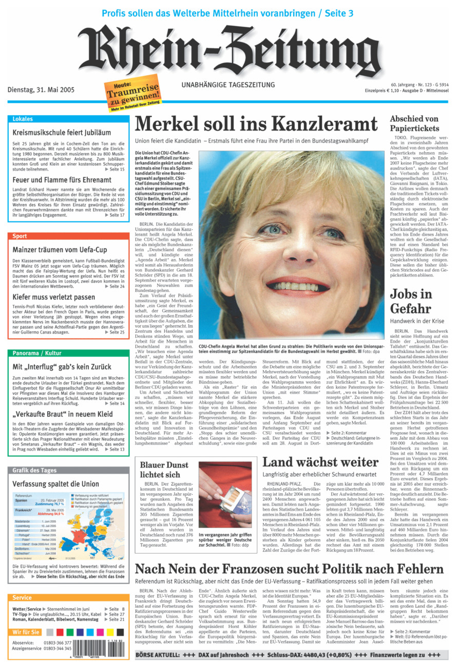 Rhein-Zeitung Kreis Cochem-Zell vom Dienstag, 31.05.2005