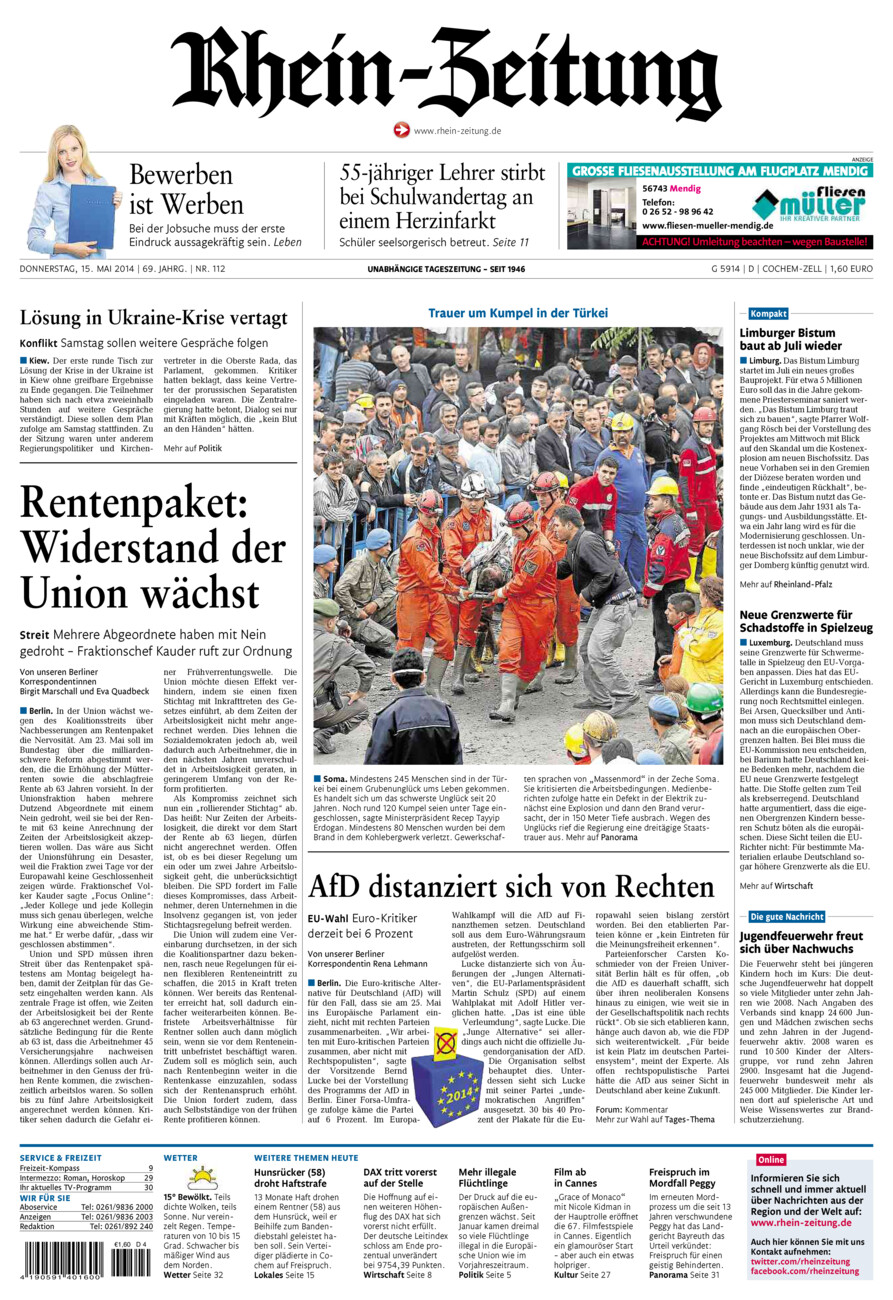 Rhein-Zeitung Kreis Cochem-Zell vom Donnerstag, 15.05.2014