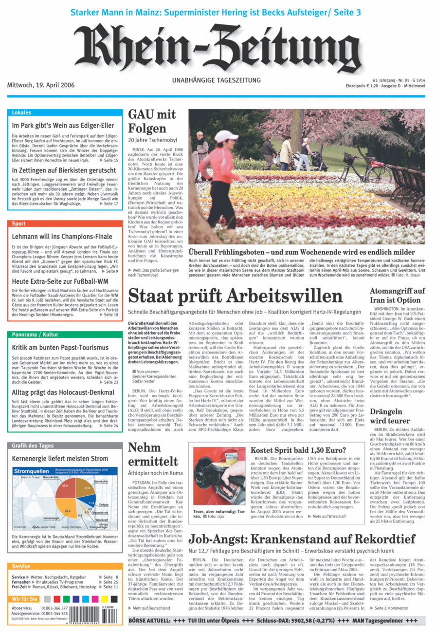 Rhein-Zeitung Kreis Cochem-Zell vom Mittwoch, 19.04.2006