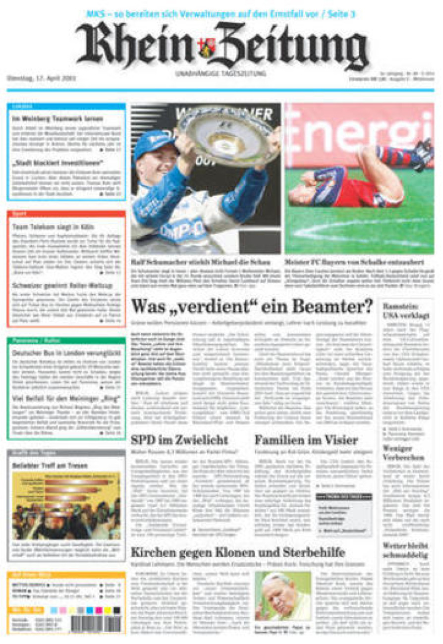Rhein-Zeitung Kreis Cochem-Zell vom Dienstag, 17.04.2001