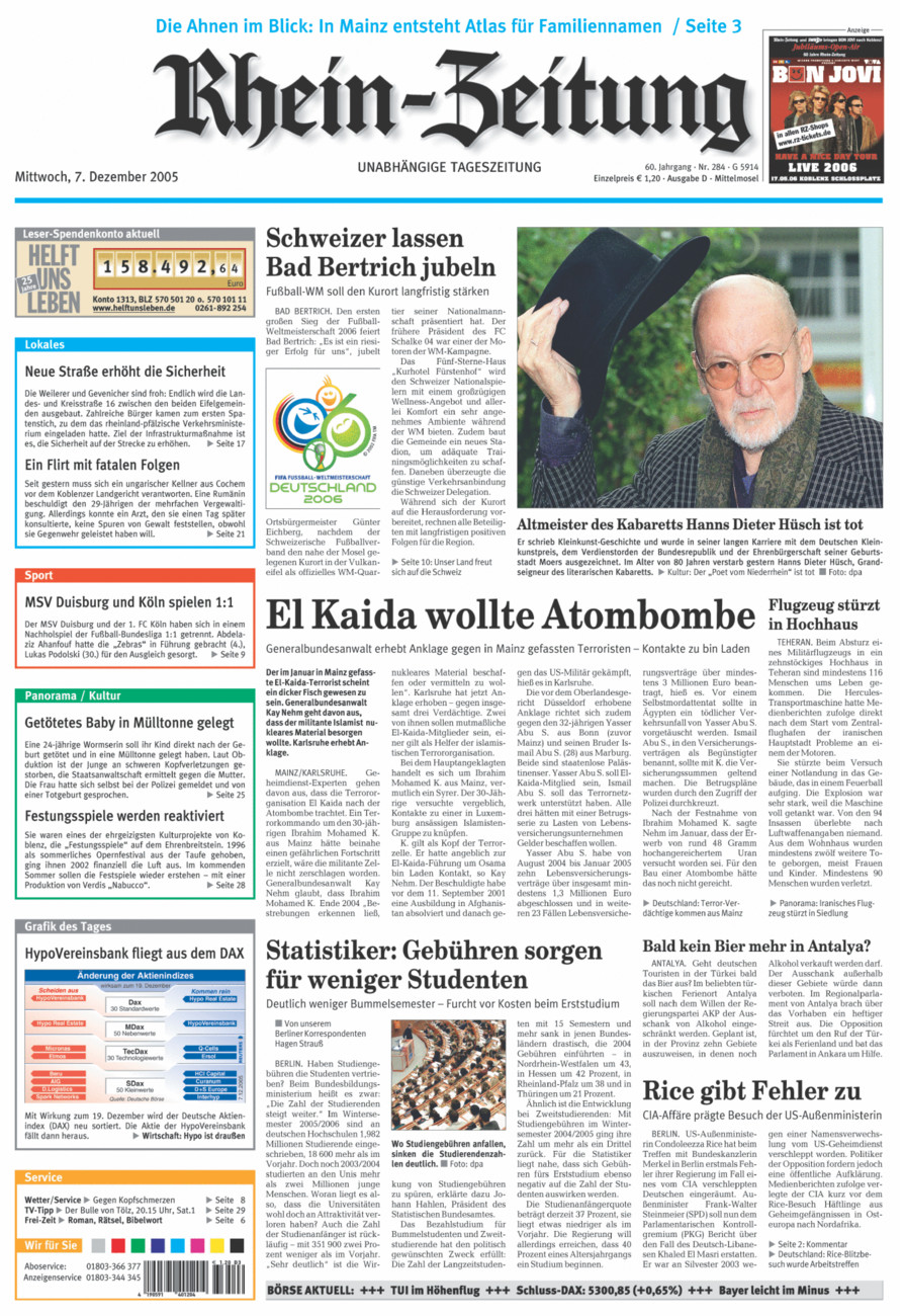 Rhein-Zeitung Kreis Cochem-Zell vom Mittwoch, 07.12.2005