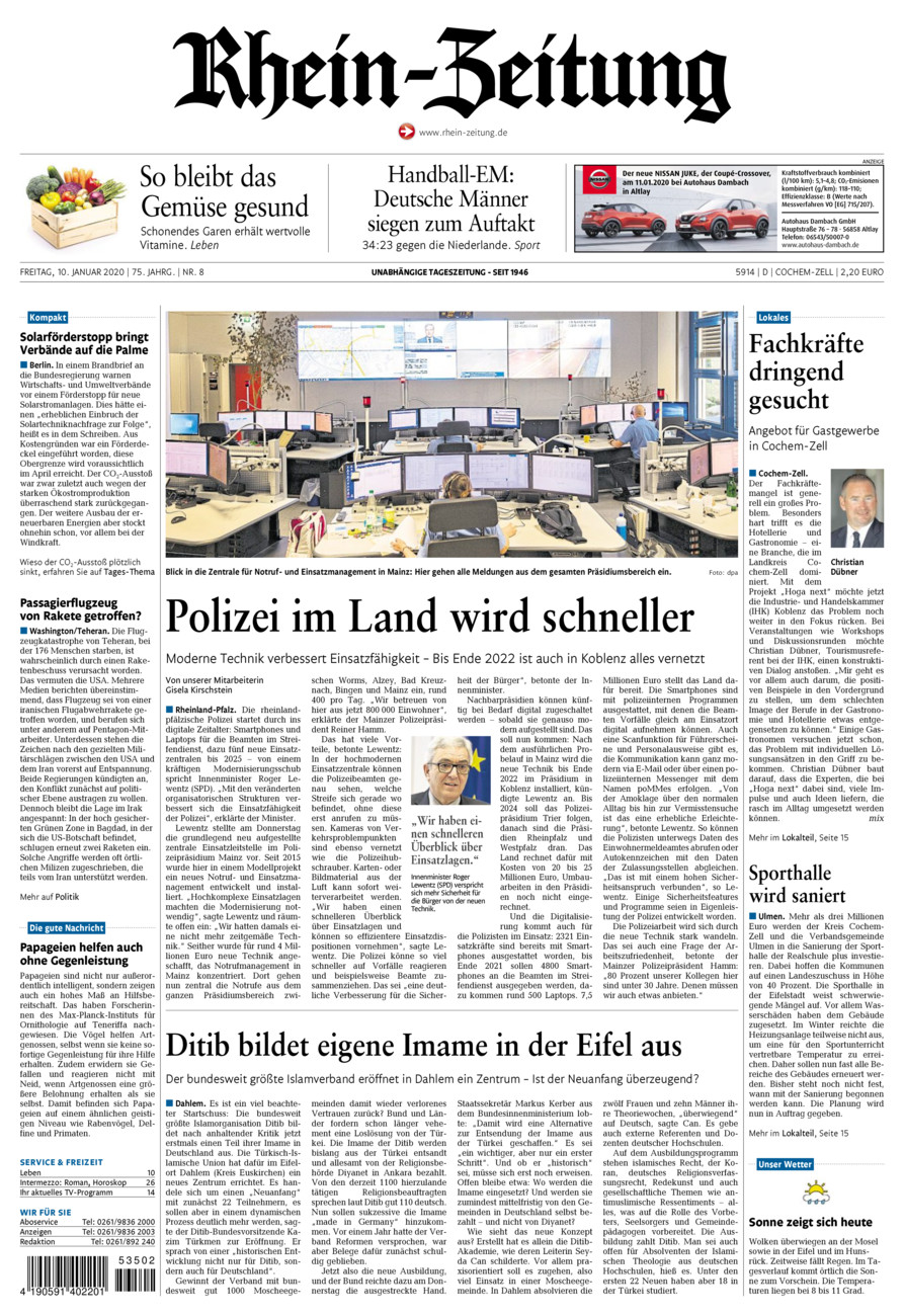 Rhein-Zeitung Kreis Cochem-Zell vom Freitag, 10.01.2020