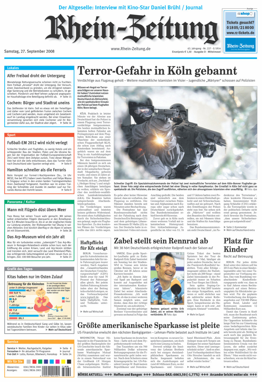 Rhein-Zeitung Kreis Cochem-Zell vom Samstag, 27.09.2008