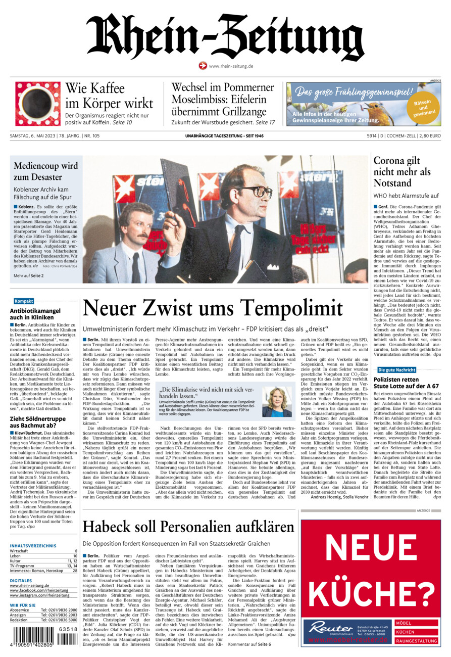 Rhein-Zeitung Kreis Cochem-Zell vom Samstag, 06.05.2023