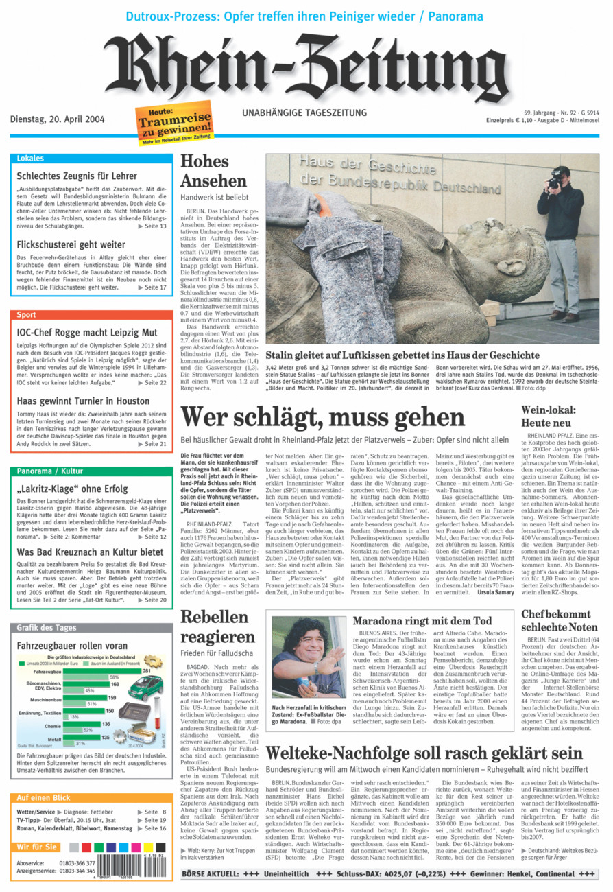 Rhein-Zeitung Kreis Cochem-Zell vom Dienstag, 20.04.2004