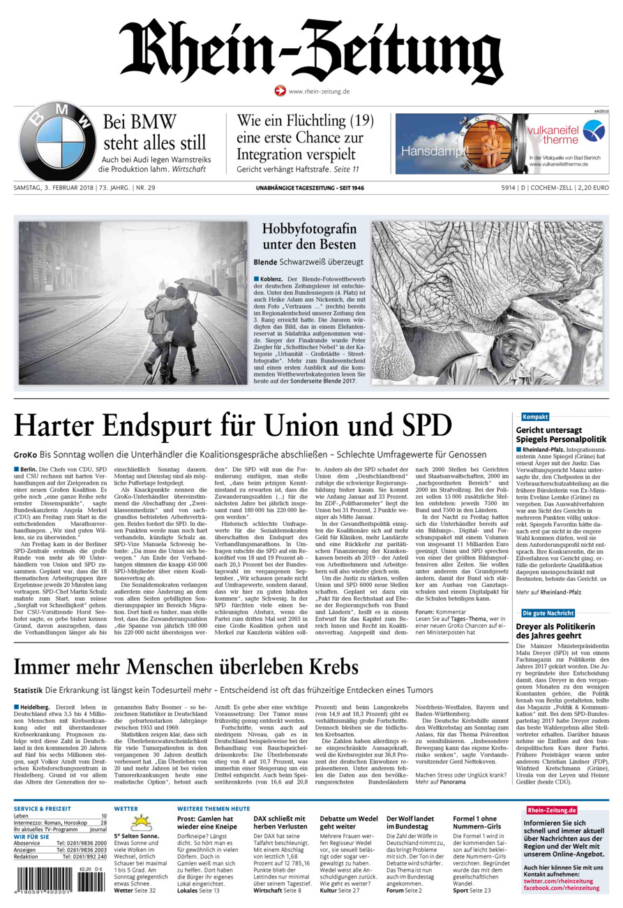 Rhein-Zeitung Kreis Cochem-Zell vom Samstag, 03.02.2018