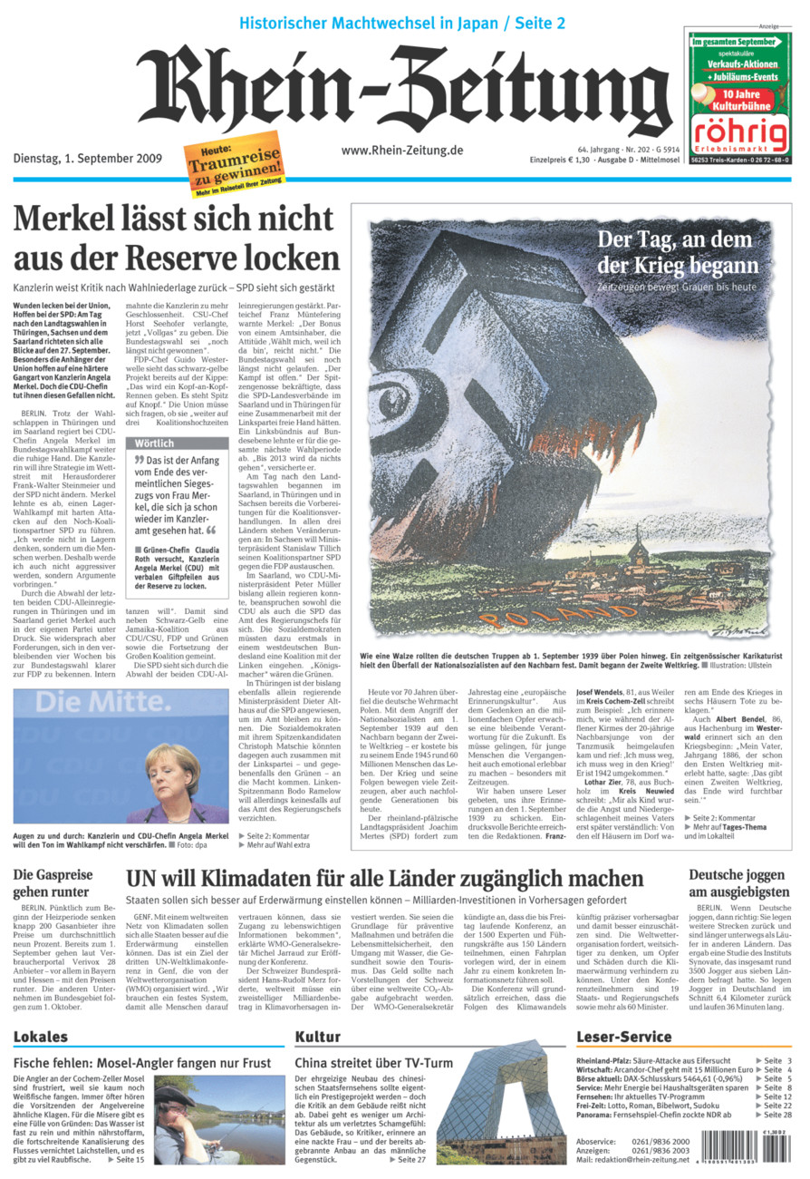 Rhein-Zeitung Kreis Cochem-Zell vom Dienstag, 01.09.2009