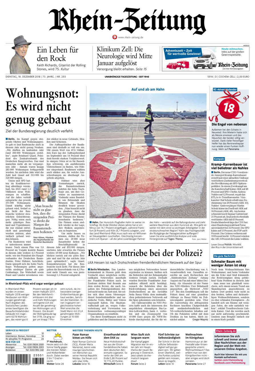 Rhein-Zeitung Kreis Cochem-Zell vom Dienstag, 18.12.2018