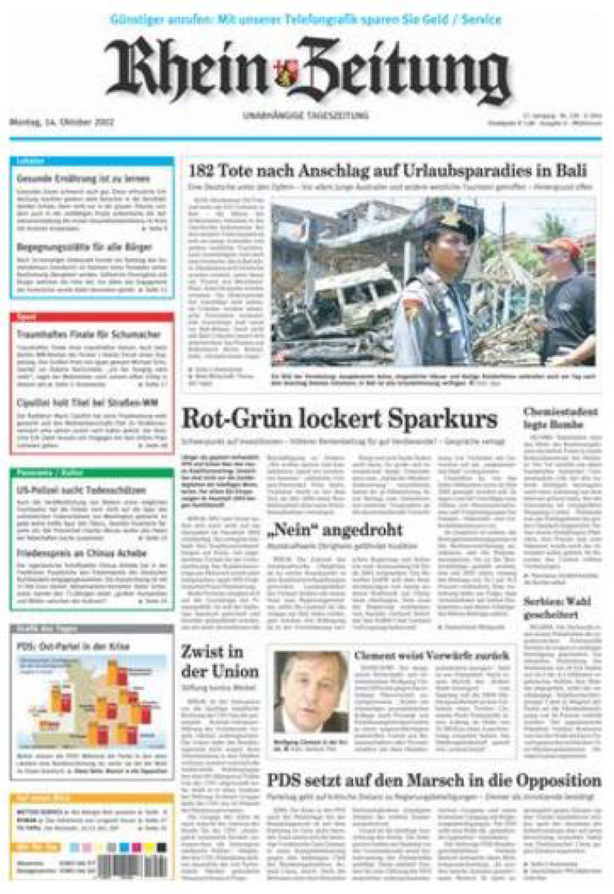 Rhein-Zeitung Kreis Cochem-Zell vom Montag, 14.10.2002