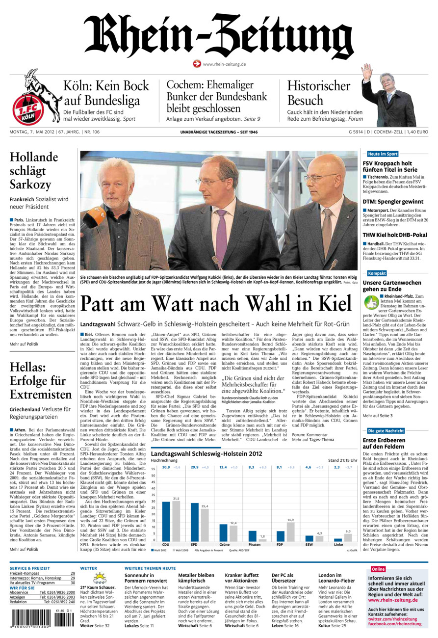 Rhein-Zeitung Kreis Cochem-Zell vom Montag, 07.05.2012