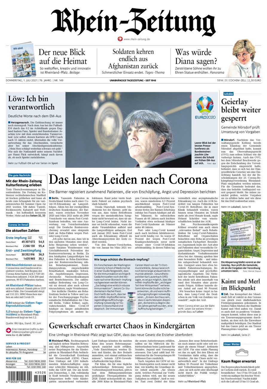 Rhein-Zeitung Kreis Cochem-Zell vom Donnerstag, 01.07.2021