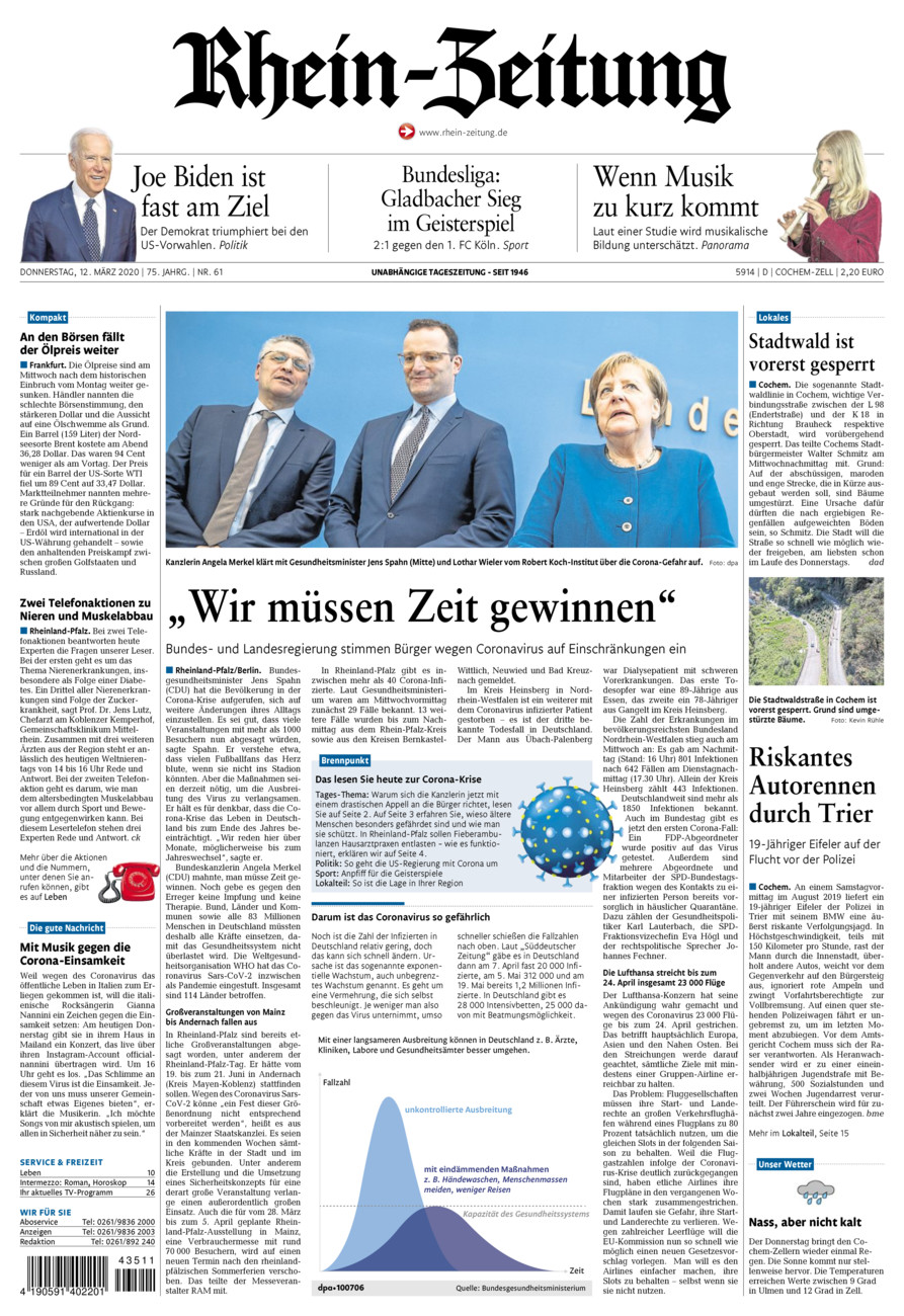 Rhein-Zeitung Kreis Cochem-Zell vom Donnerstag, 12.03.2020