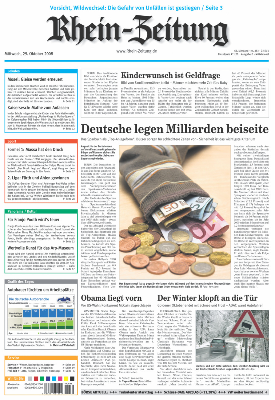 Rhein-Zeitung Kreis Cochem-Zell vom Mittwoch, 29.10.2008