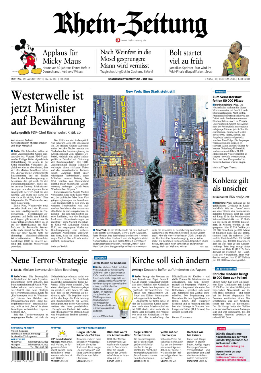 Rhein-Zeitung Kreis Cochem-Zell vom Montag, 29.08.2011