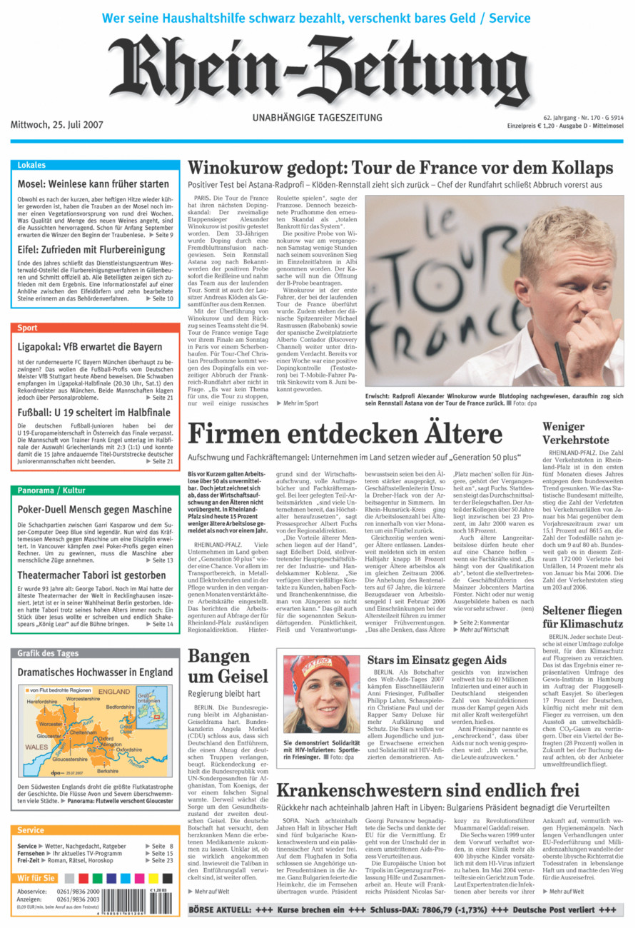 Rhein-Zeitung Kreis Cochem-Zell vom Mittwoch, 25.07.2007