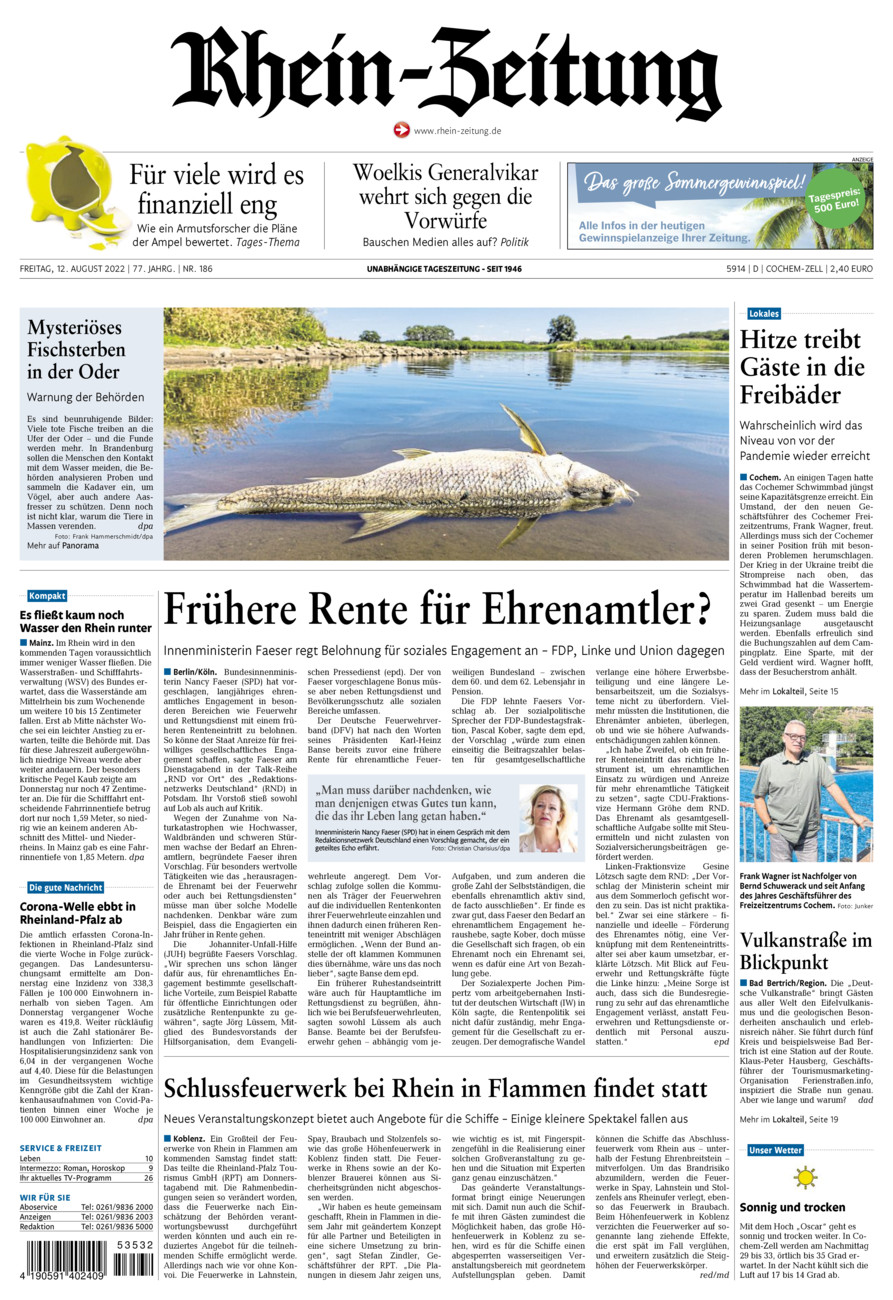 Rhein-Zeitung Kreis Cochem-Zell vom Freitag, 12.08.2022