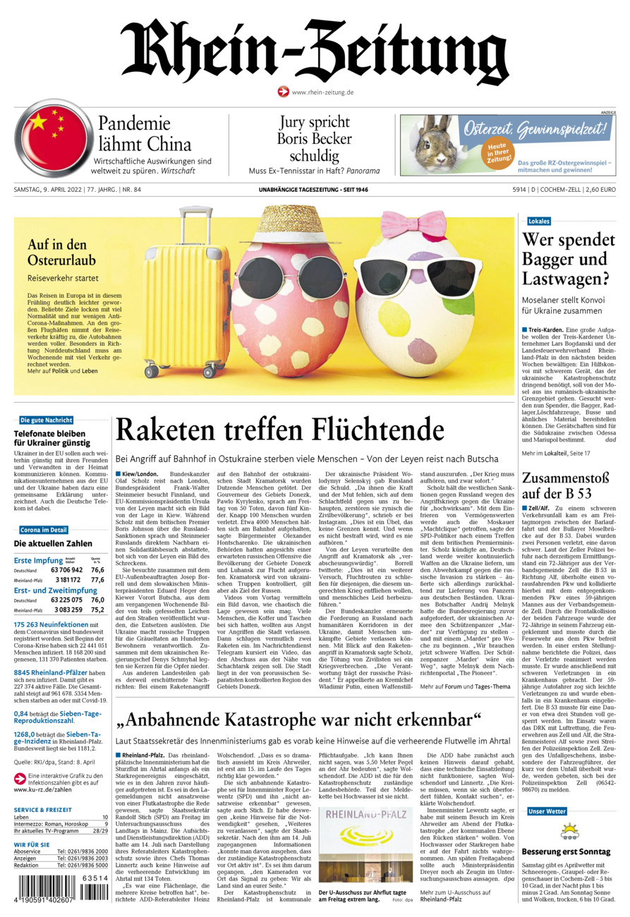 Rhein-Zeitung Kreis Cochem-Zell vom Samstag, 09.04.2022