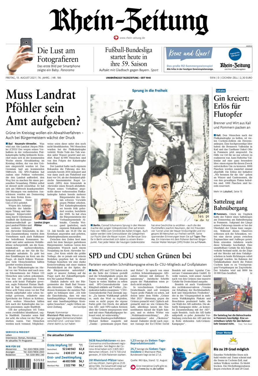 Rhein-Zeitung Kreis Cochem-Zell vom Freitag, 13.08.2021
