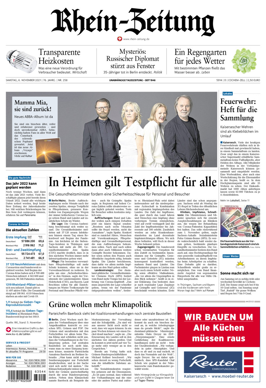 Rhein-Zeitung Kreis Cochem-Zell vom Samstag, 06.11.2021