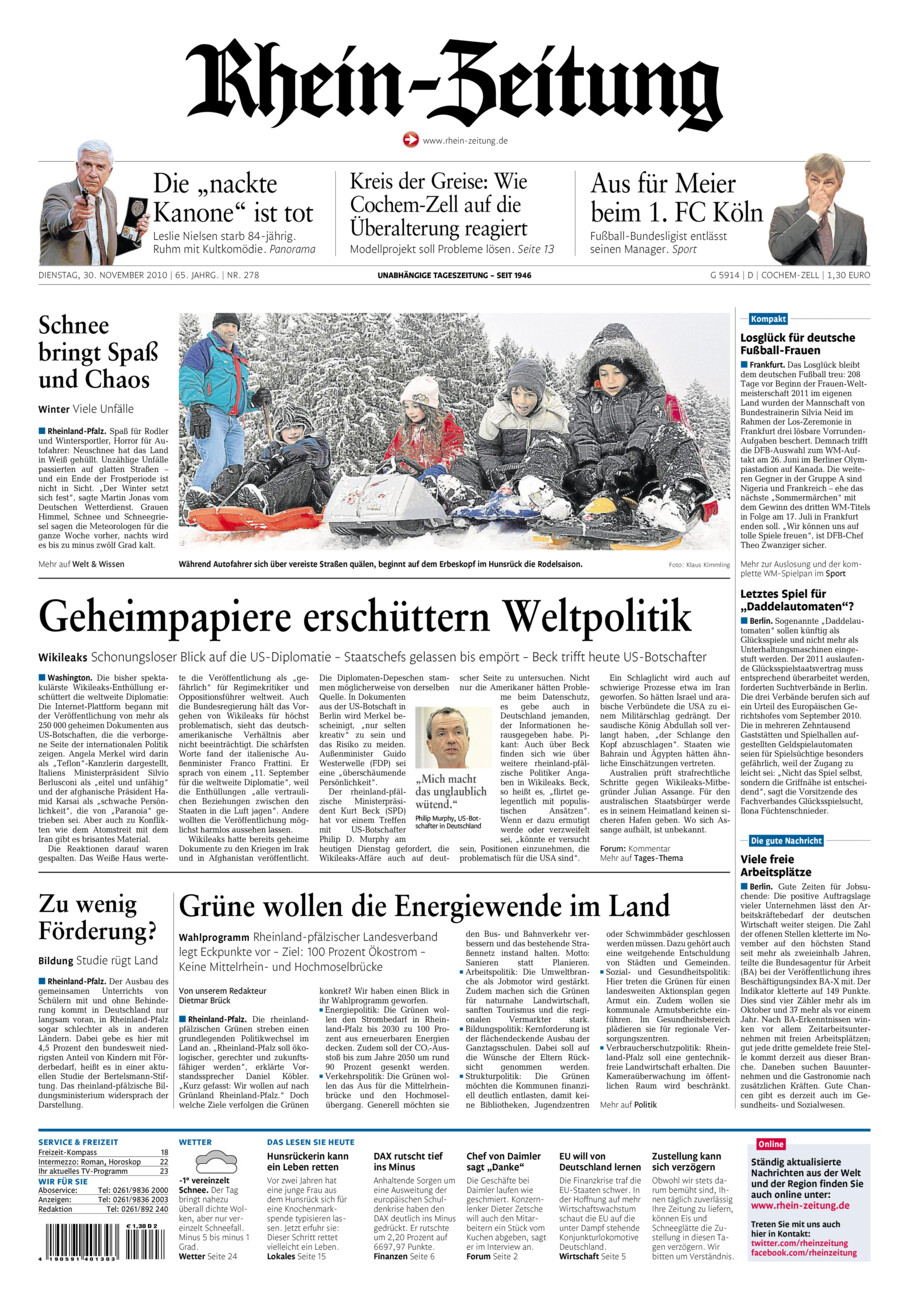 Rhein-Zeitung Kreis Cochem-Zell vom Dienstag, 30.11.2010
