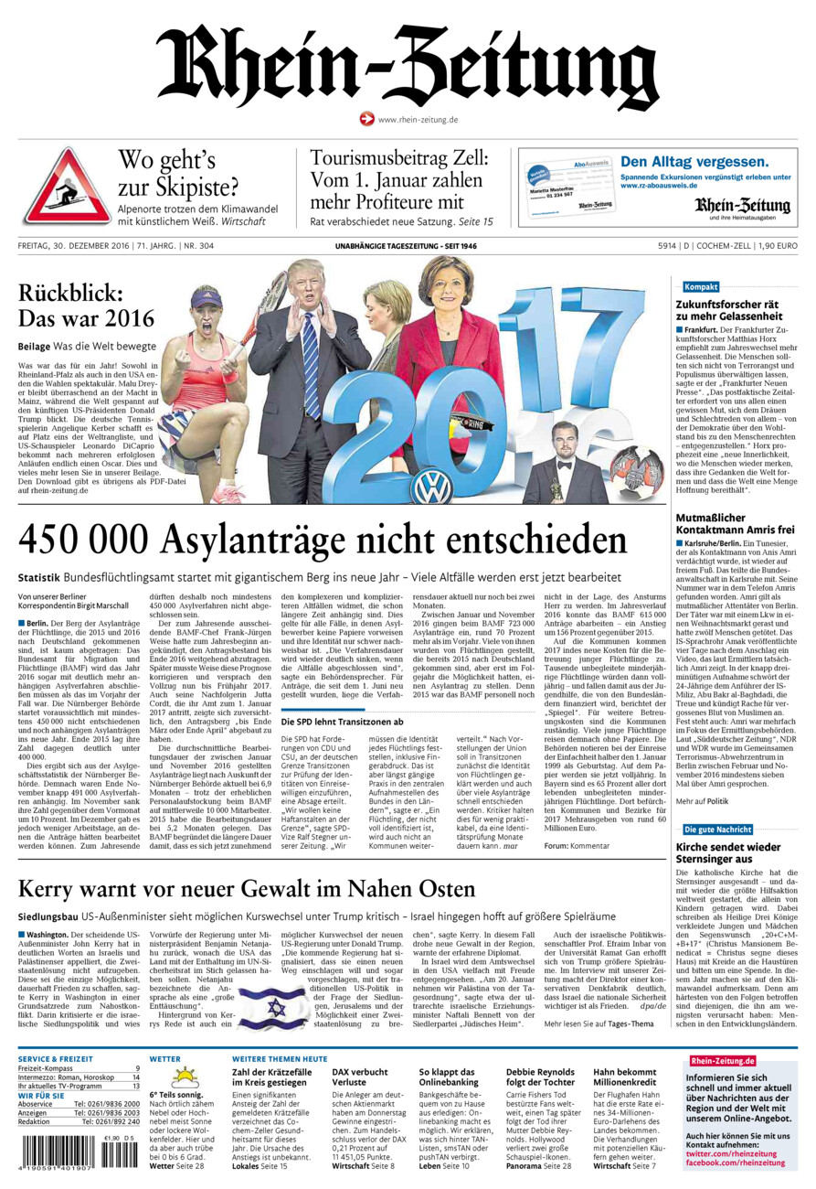 Rhein-Zeitung Kreis Cochem-Zell vom Freitag, 30.12.2016