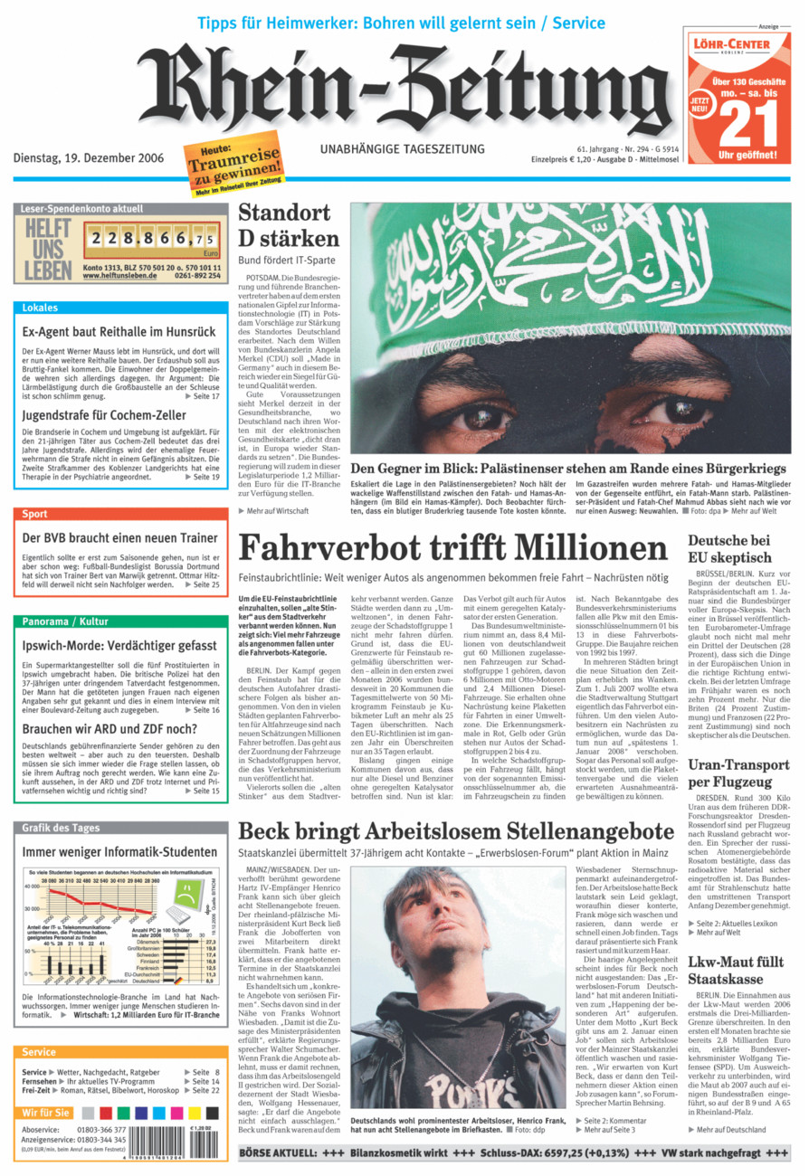 Rhein-Zeitung Kreis Cochem-Zell vom Dienstag, 19.12.2006