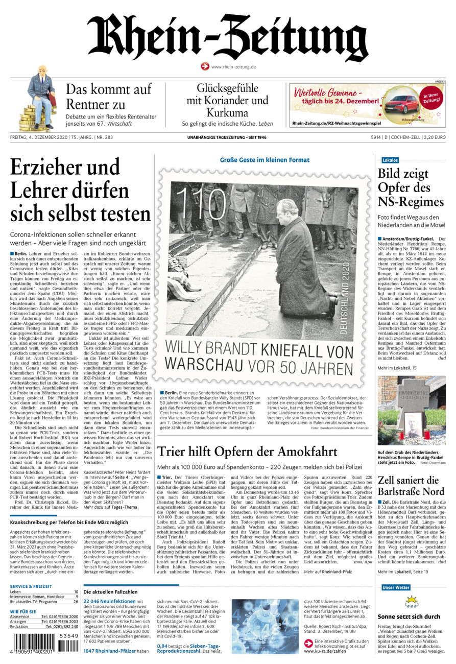 Rhein-Zeitung Kreis Cochem-Zell vom Freitag, 04.12.2020