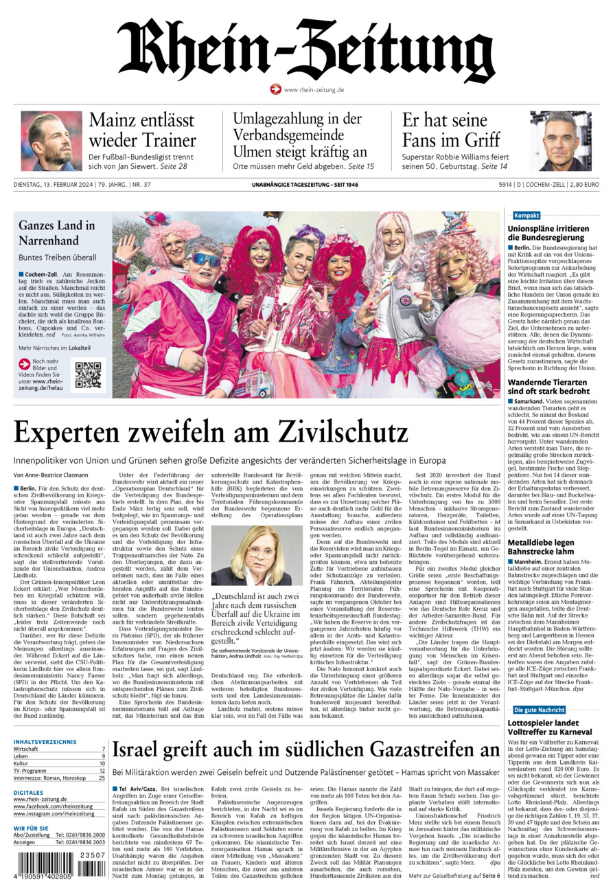Rhein-Zeitung Kreis Cochem-Zell vom Dienstag, 13.02.2024
