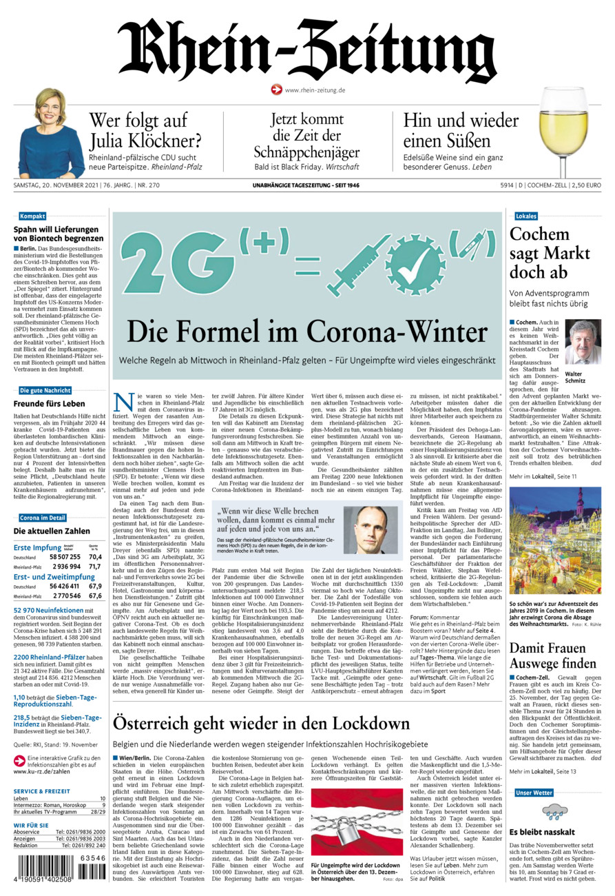 Rhein-Zeitung Kreis Cochem-Zell vom Samstag, 20.11.2021